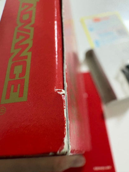 Game Boy Advance MOTHER3 game cartridge with original box and manual showing signs of aging and storage damage
