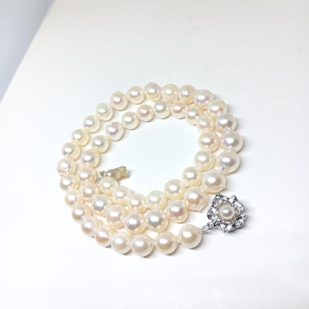 Akoya pearl baroque necklace with SILVER stamp ㊷ featuring 8mm pearls on a 40cm chain