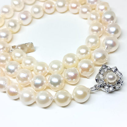 Akoya pearl baroque necklace with SILVER stamp ㊷ featuring 8mm pearls on a 40cm chain
