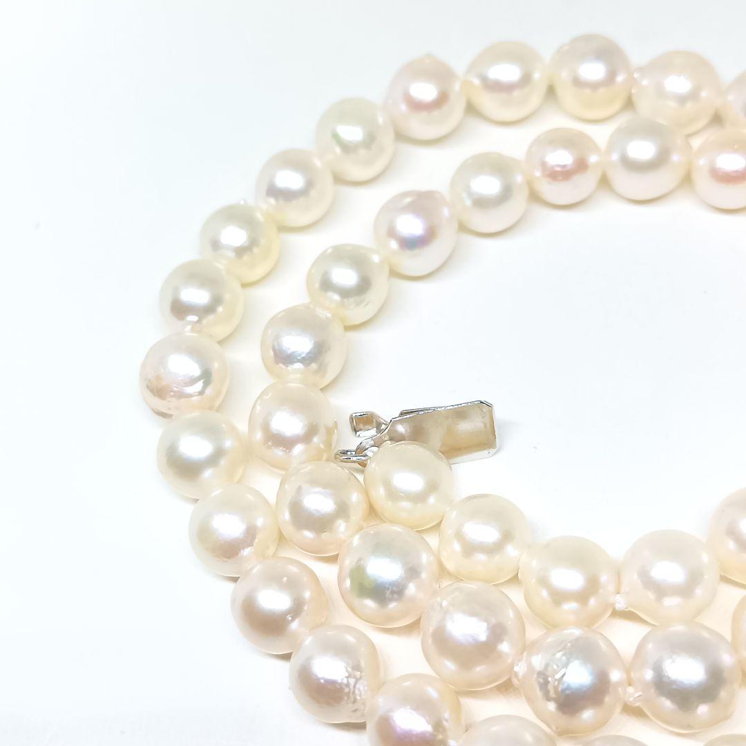 Akoya pearl baroque necklace with SILVER stamp ㊷ featuring 8mm pearls on a 40cm chain