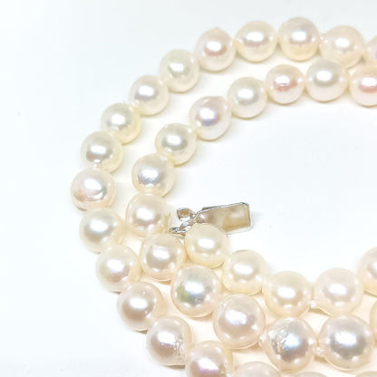 Akoya pearl baroque necklace with SILVER stamp ㊷ featuring 8mm pearls on a 40cm chain