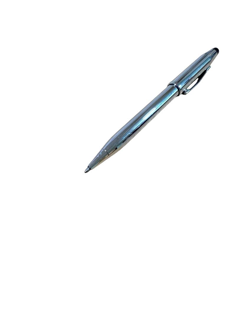 Cross silver ballpoint pen with clip and red ink refill shown on white background