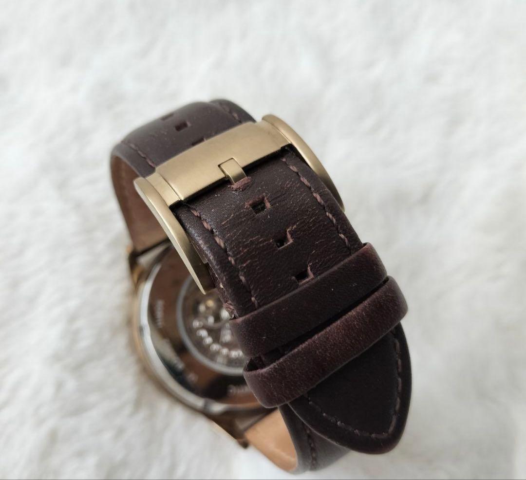 FOSSIL Skeleton Brown Leather Automatic Men's Watch — Japanese