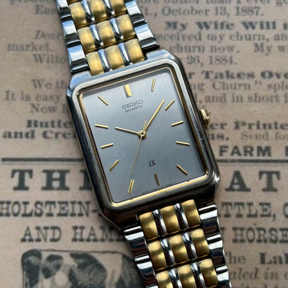 SEIKO 80s Vintage Seiko Tank Kinetic Conbi Rectangular Quartz Men's Watch — Japanese
