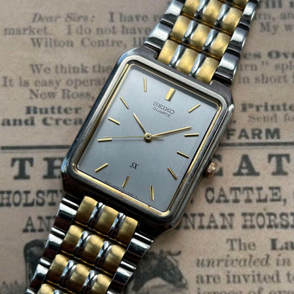 SEIKO 80s Vintage Seiko Tank Kinetic Conbi Rectangular Quartz Men's Watch — Japanese