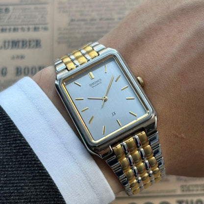 SEIKO 80s Vintage Seiko Tank Kinetic Conbi Rectangular Quartz Men's Watch — Japanese