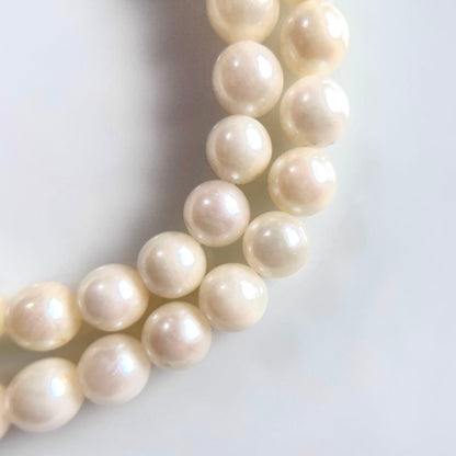 Akoya pearl necklace with 6.5 to 7mm white pearls on silver chain with silver clasp