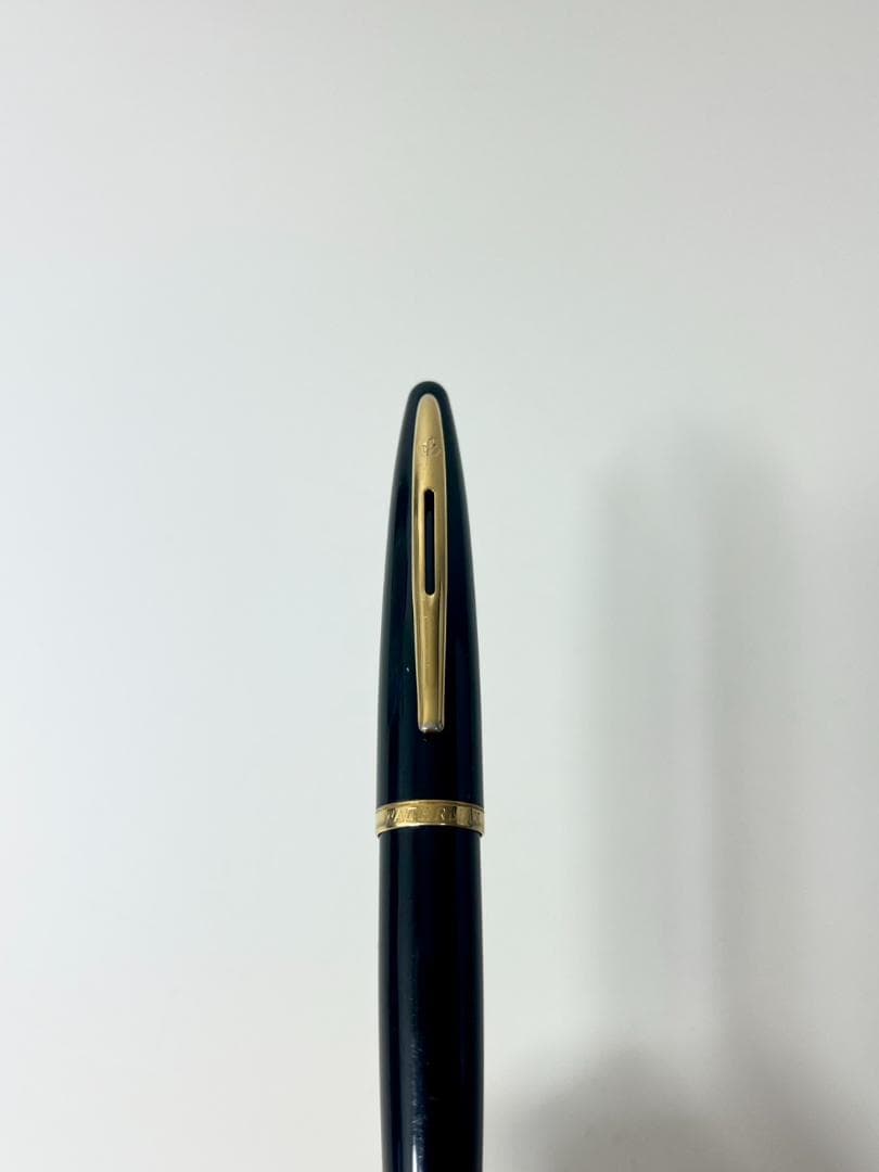 Waterman Carren Black Ballpoint Pen measuring approximately 14 cm in length and 1.4 cm in diameter