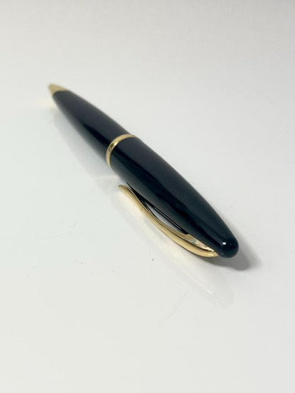 Waterman Carren Black Ballpoint Pen measuring approximately 14 cm in length and 1.4 cm in diameter