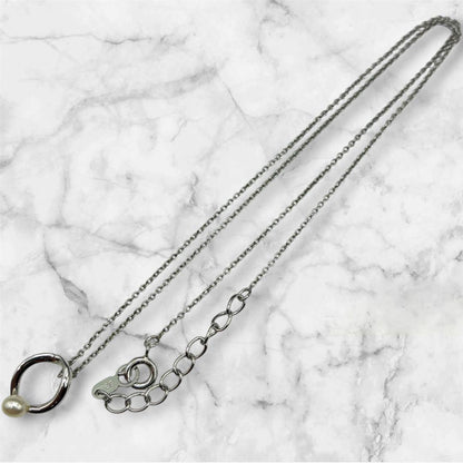 TASAKI Silver 925 Hoop Pearl Necklace with 41 cm silver chain and hoop pearl pendant