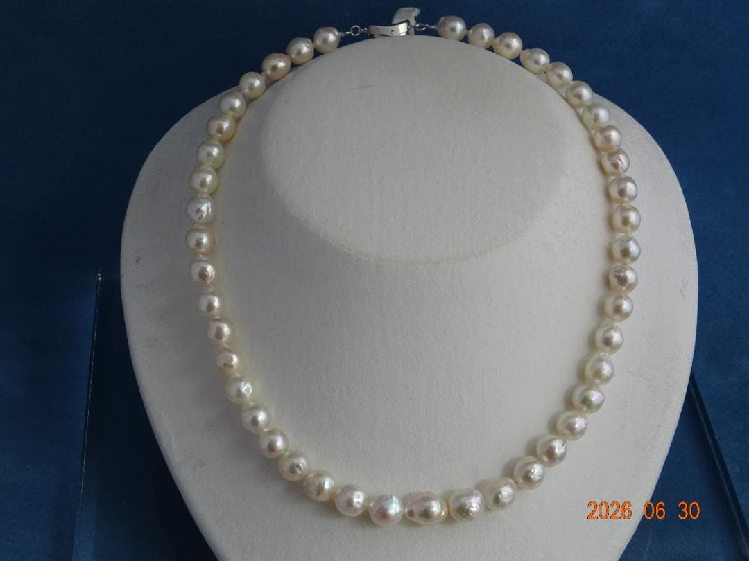Akoya pearl necklace with 8-8.5mm pearls and silver one-touch SV925 rhodium clasp
