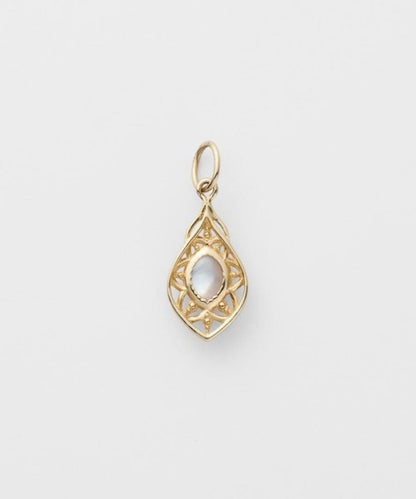Agete K10 Multi-Stone Charm Necklace with yellow garnet and shell charms on a 45cm yellow gold chain