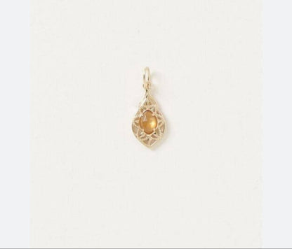 Agete K10 Multi-Stone Charm Necklace with yellow garnet and shell charms on a 45cm yellow gold chain