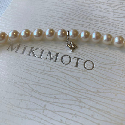 MIKIMOTO gradation pearl necklace with 5.8-9.1mm pearls, 48cm length, displayed on a white background