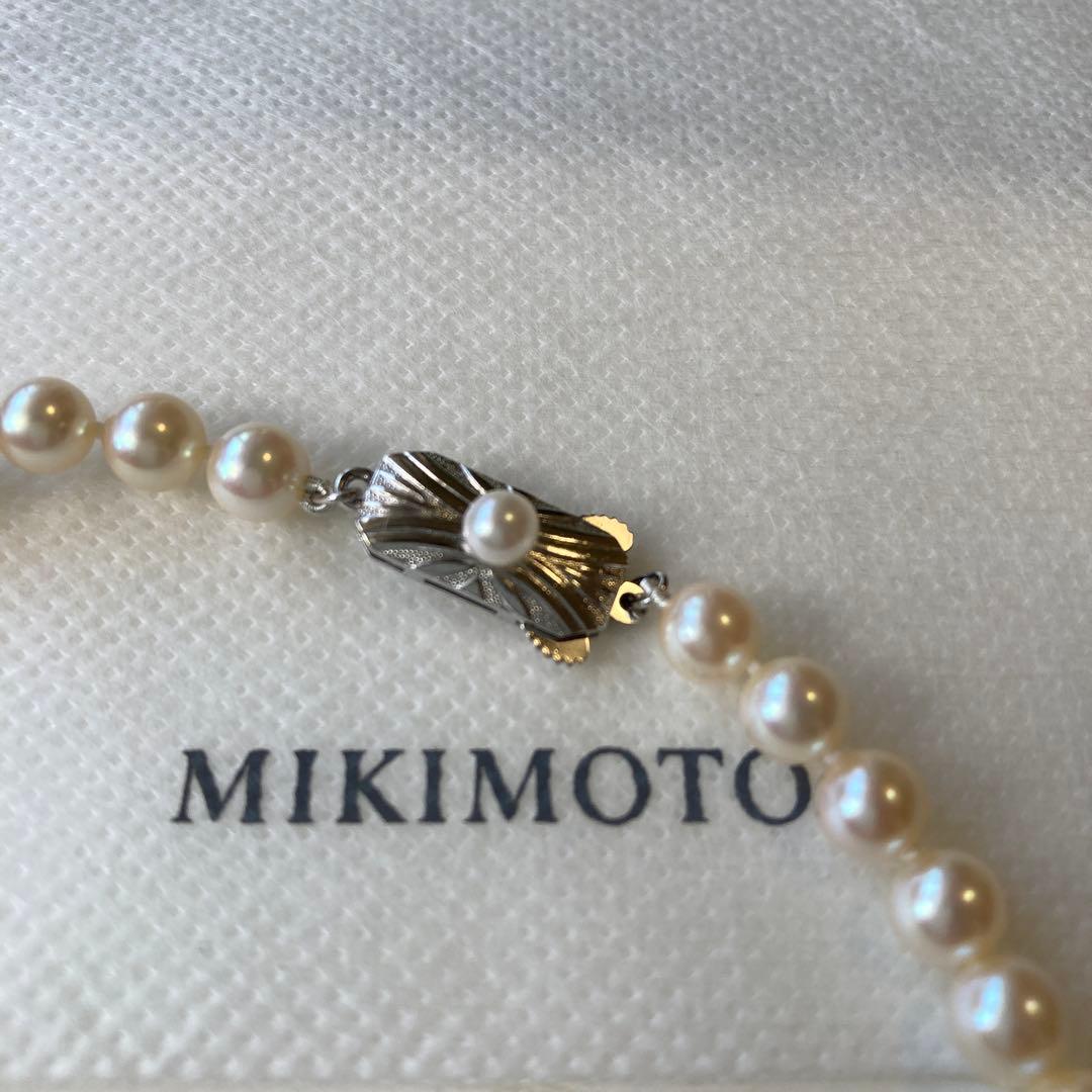 MIKIMOTO gradation pearl necklace with 5.8-9.1mm pearls, 48cm length, displayed on a white background