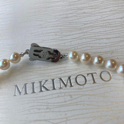 MIKIMOTO gradation pearl necklace with 5.8-9.1mm pearls, 48cm length, displayed on a white background
