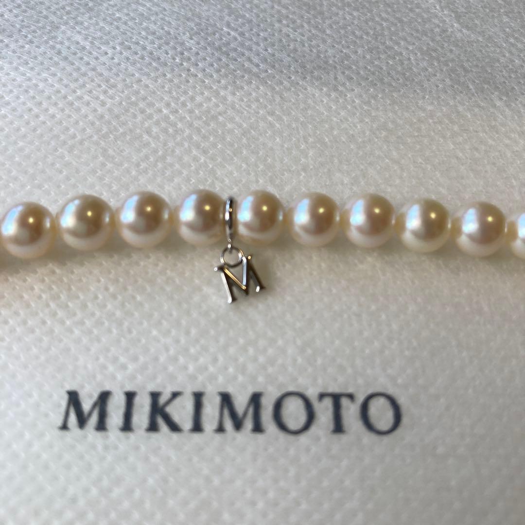 MIKIMOTO gradation pearl necklace with 5.8-9.1mm pearls, 48cm length, displayed on a white background