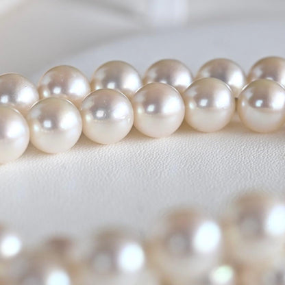Highest grade Tasaki K14WG necklace with 8.0mm white Akoya pearls and 42cm length