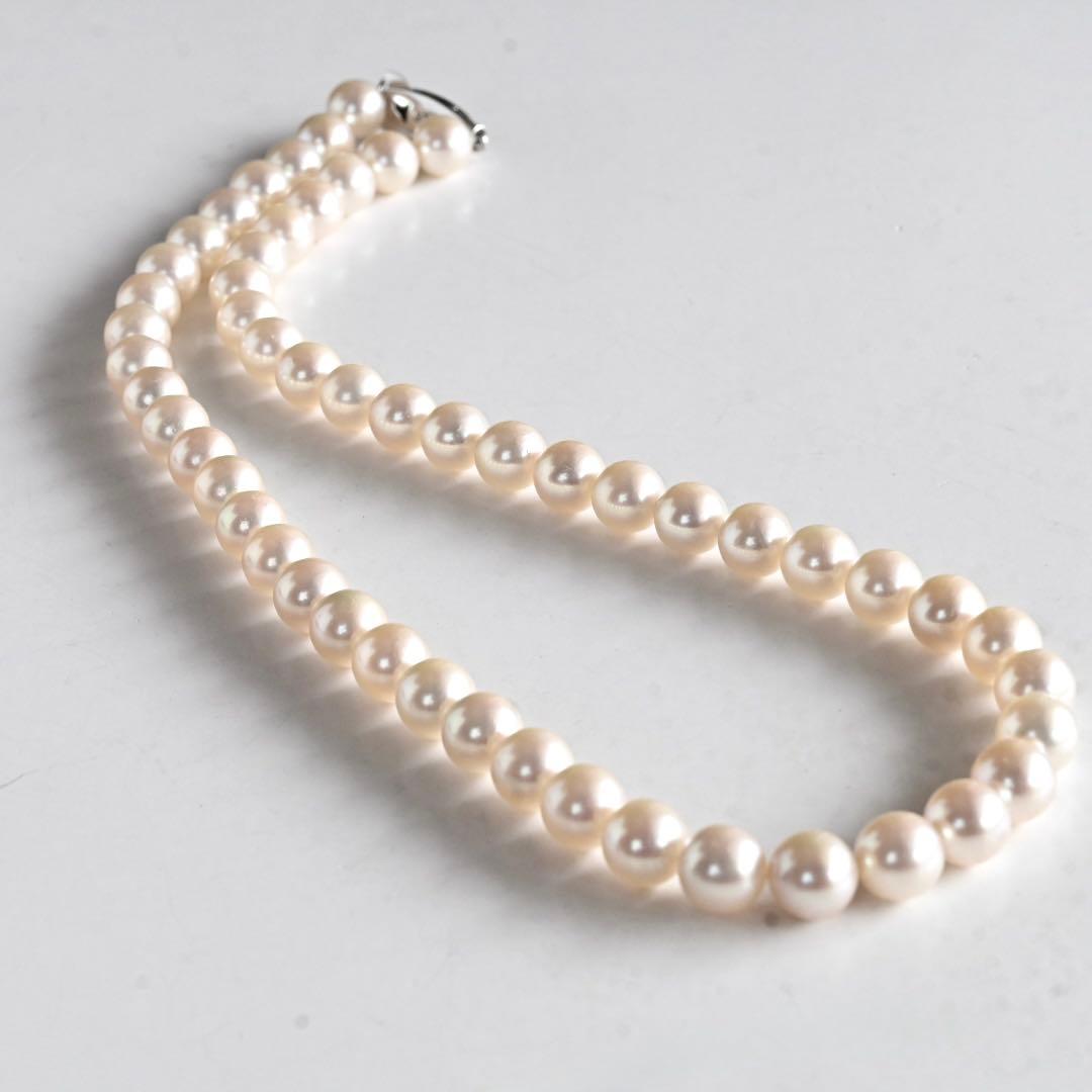 Highest grade Tasaki K14WG necklace with 8.0mm white Akoya pearls and 42cm length