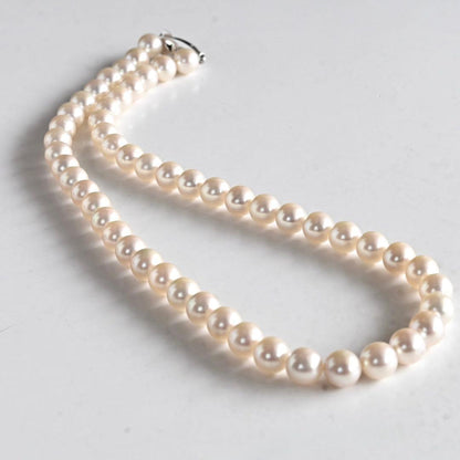 Highest grade Tasaki K14WG necklace with 8.0mm white Akoya pearls and 42cm length