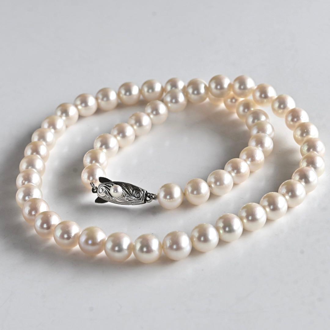 Highest grade Tasaki K14WG necklace with 8.0mm white Akoya pearls and 42cm length