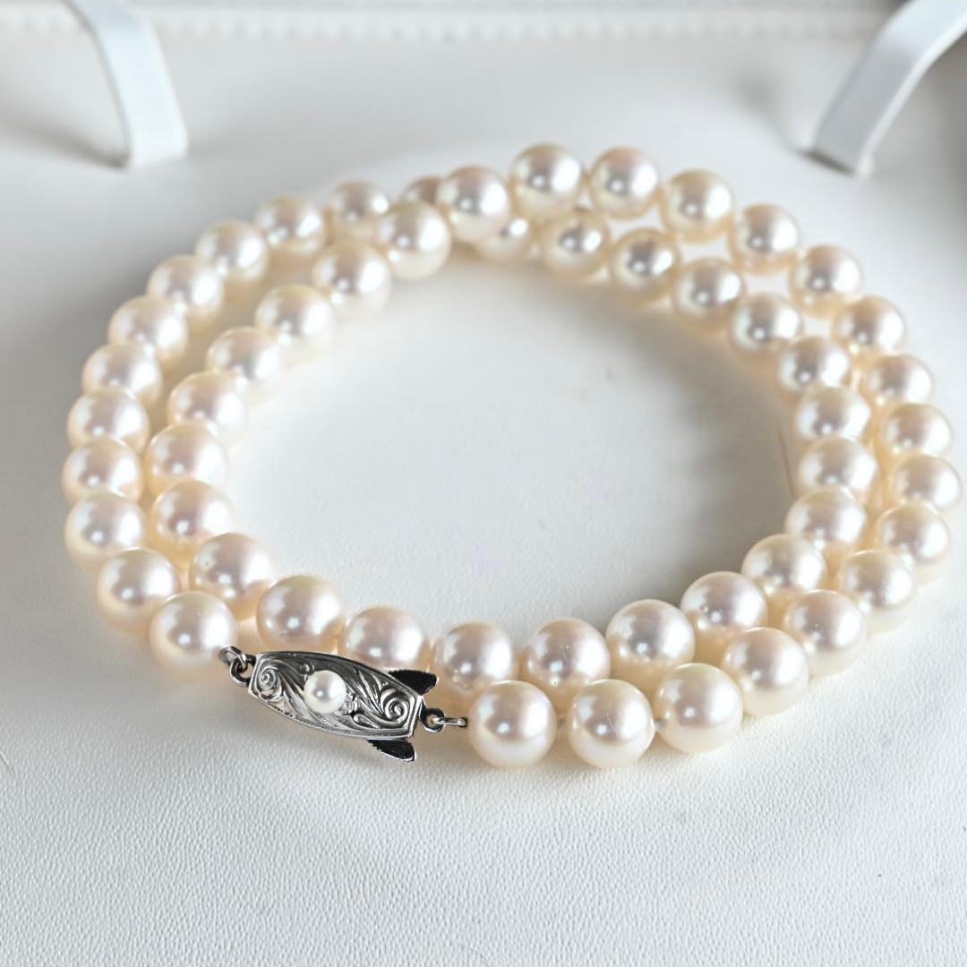 Highest grade Tasaki K14WG necklace with 8.0mm white Akoya pearls and 42cm length