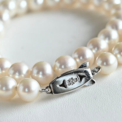 Highest grade Tasaki K14WG necklace with 8.0mm white Akoya pearls and 42cm length