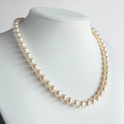 Highest grade Tasaki K14WG necklace with 8.0mm white Akoya pearls and 42cm length