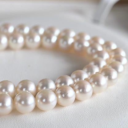 Highest grade Tasaki K14WG necklace with 8.0mm white Akoya pearls and 42cm length