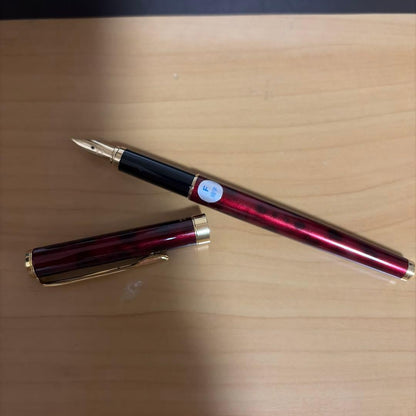 Close-up of a sleek black Pilot fountain pen with silver accents on a white background