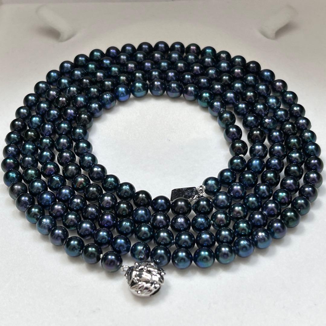 Super Long Akoya Pearl Necklace with 6.5mm pearls, 123cm length, sterling silver clasp