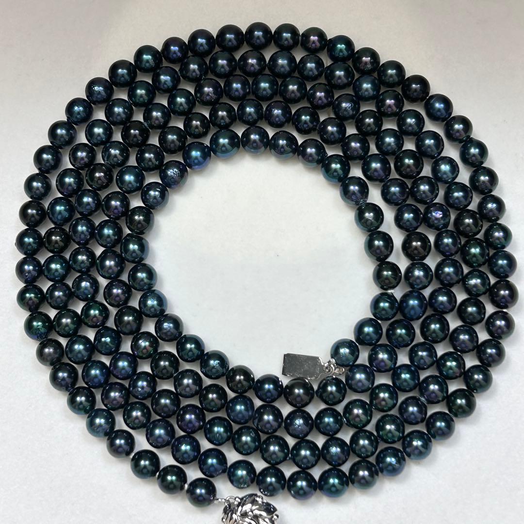 Super Long Akoya Pearl Necklace with 6.5mm pearls, 123cm length, sterling silver clasp