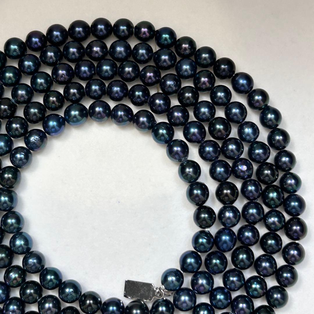 Super Long Akoya Pearl Necklace with 6.5mm pearls, 123cm length, sterling silver clasp