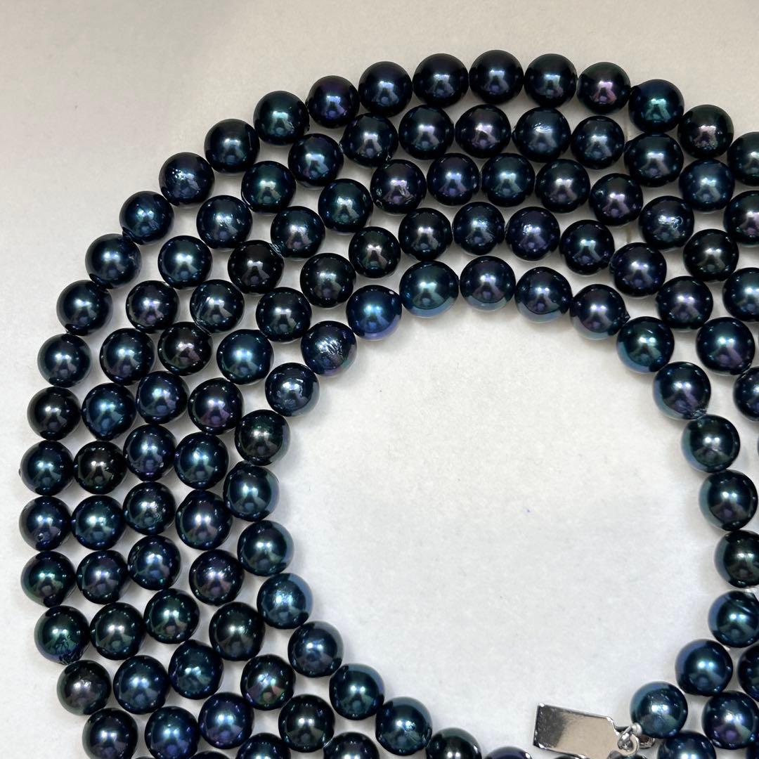 Super Long Akoya Pearl Necklace with 6.5mm pearls, 123cm length, sterling silver clasp