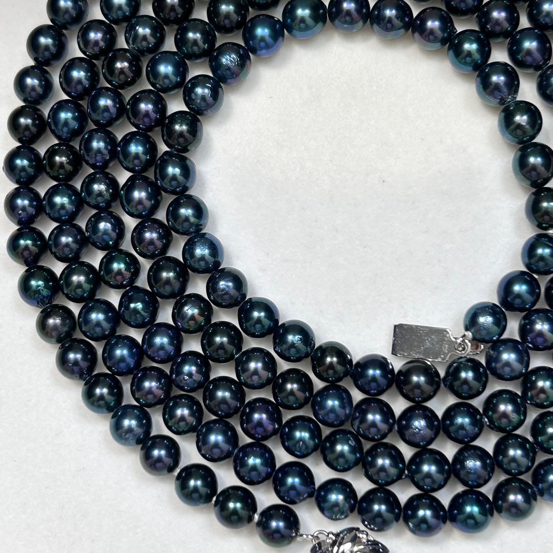 Super Long Akoya Pearl Necklace with 6.5mm pearls, 123cm length, sterling silver clasp