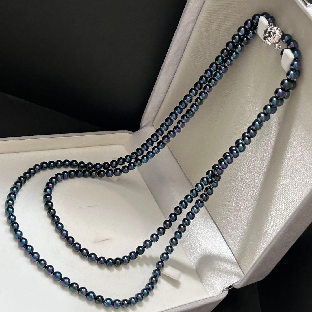 Super Long Akoya Pearl Necklace with 6.5mm pearls, 123cm length, sterling silver clasp