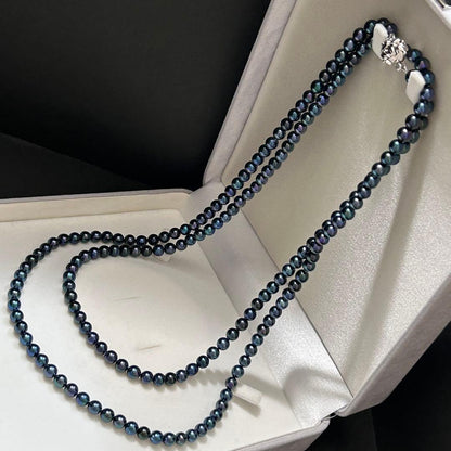 Super Long Akoya Pearl Necklace with 6.5mm pearls, 123cm length, sterling silver clasp