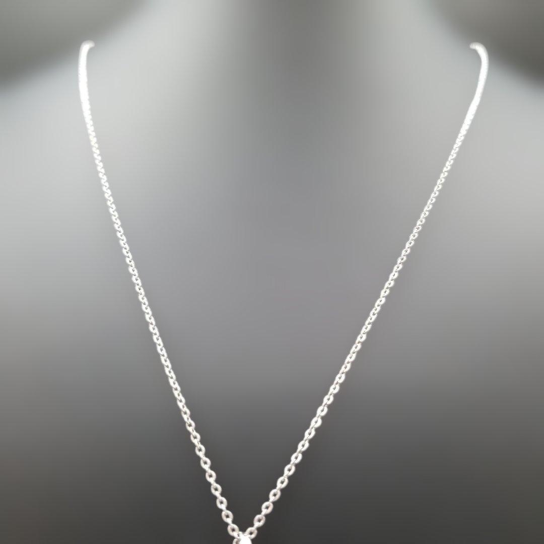 Mikimoto Flower Motif Ladies Necklace with 6mm silver pearl and engraved silver chain