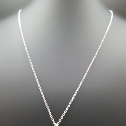 Mikimoto Flower Motif Ladies Necklace with 6mm silver pearl and engraved silver chain