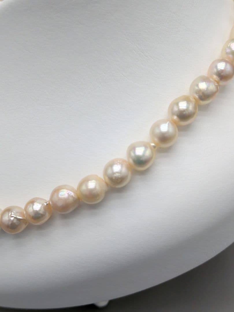 Akoya genuine pearl necklace 8.5–9mm Aurora Champagne series 42.2cm with silver clasp