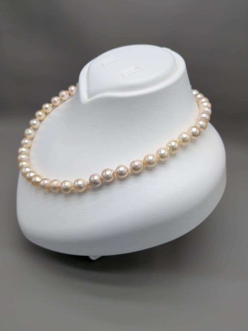 Akoya genuine pearl necklace 8.5–9mm Aurora Champagne series 42.2cm with silver clasp