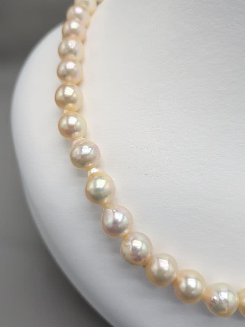 Akoya genuine pearl necklace 8.5–9mm Aurora Champagne series 42.2cm with silver clasp