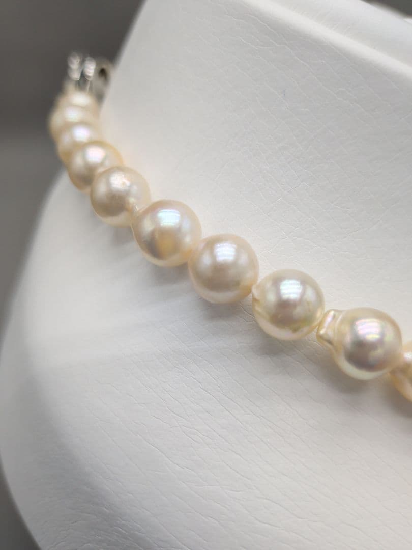 Akoya genuine pearl necklace 8.5–9mm Aurora Champagne series 42.2cm with silver clasp