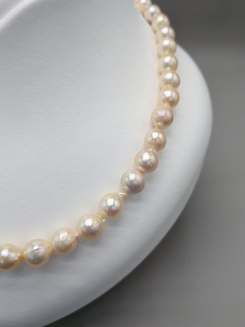 Akoya genuine pearl necklace 8.5–9mm Aurora Champagne series 42.2cm with silver clasp