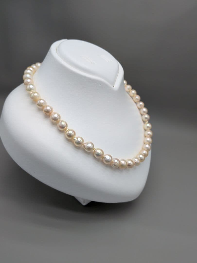 Akoya genuine pearl necklace 8.5–9mm Aurora Champagne series 42.2cm with silver clasp