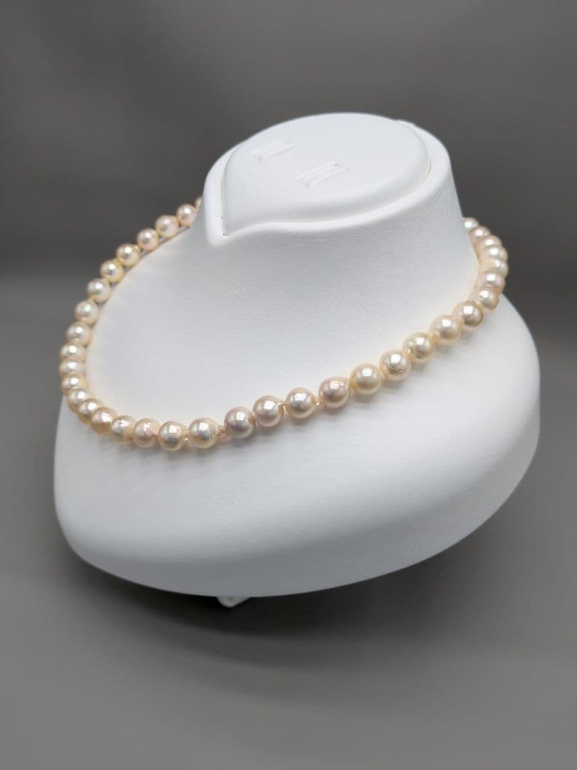 Akoya genuine pearl necklace 8.5–9mm Aurora Champagne series 42.2cm with silver clasp