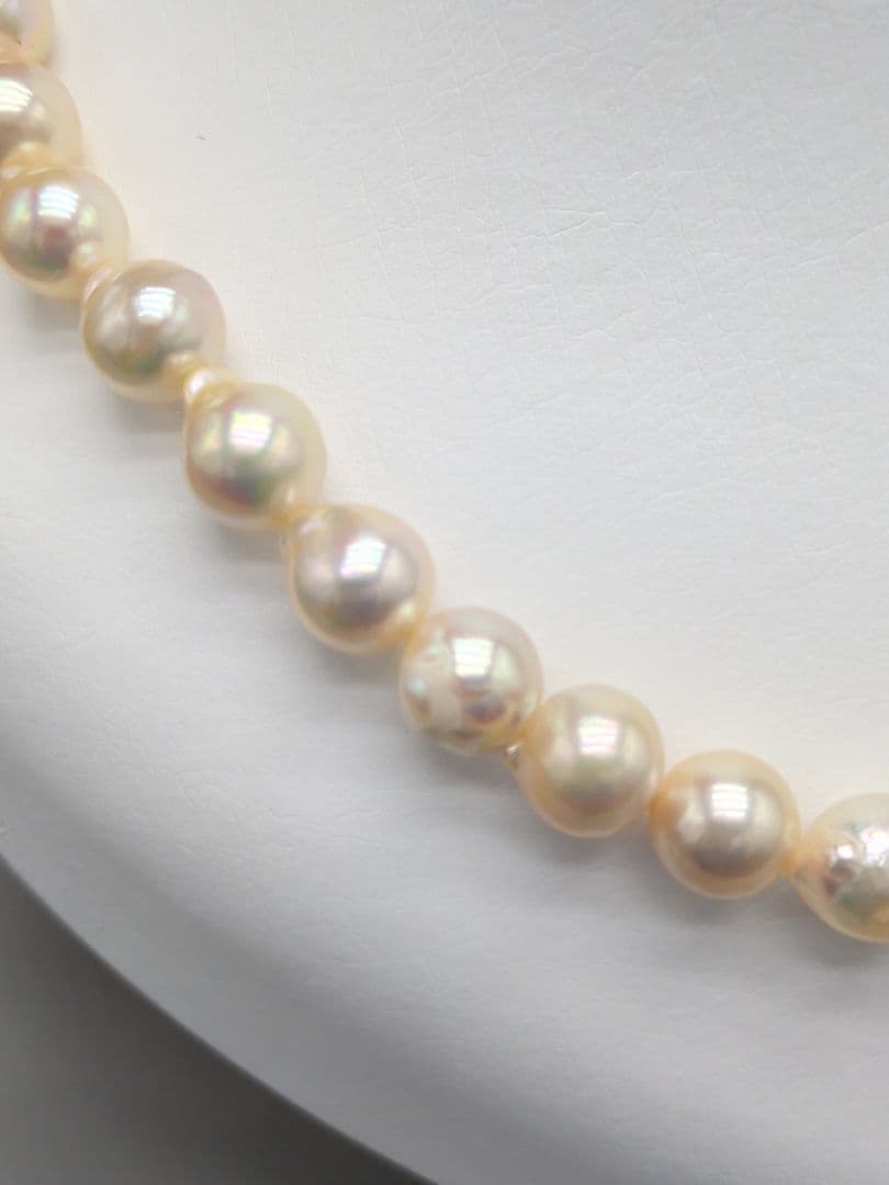 Akoya genuine pearl necklace 8.5–9mm Aurora Champagne series 42.2cm with silver clasp