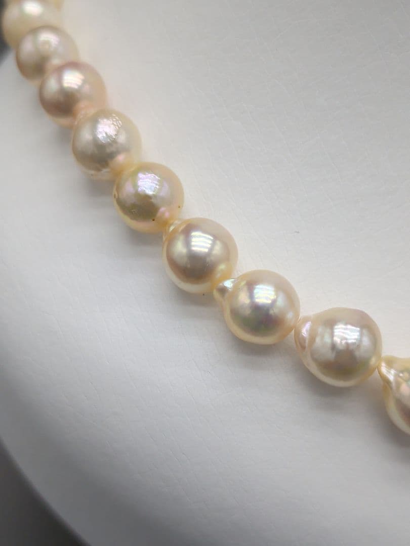 Akoya genuine pearl necklace 8.5–9mm Aurora Champagne series 42.2cm with silver clasp