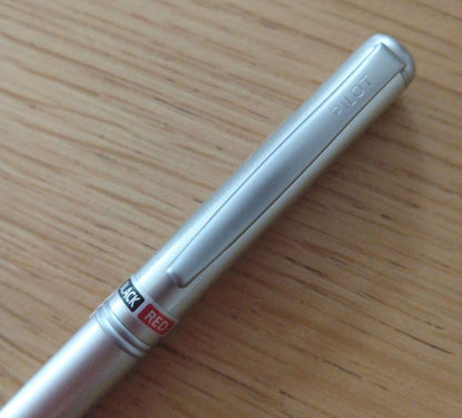 Pilot ballpoint pen BKT-1SR-S with silver body and black and red fine ink colors