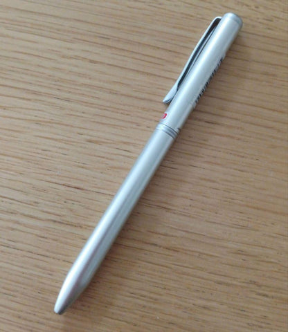 Pilot ballpoint pen BKT-1SR-S with silver body and black and red fine ink colors